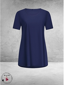 Plus Basics Travel Shirt Rond Hals Ink Blue